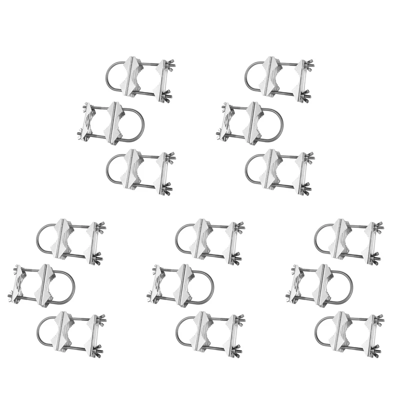 Double Antenna Mast Clamp V Jaw Block With U Bolts Heavy Duty Anti-Rust Mast To Mast Mount Bracket Kit For TV,CB(15 Set)