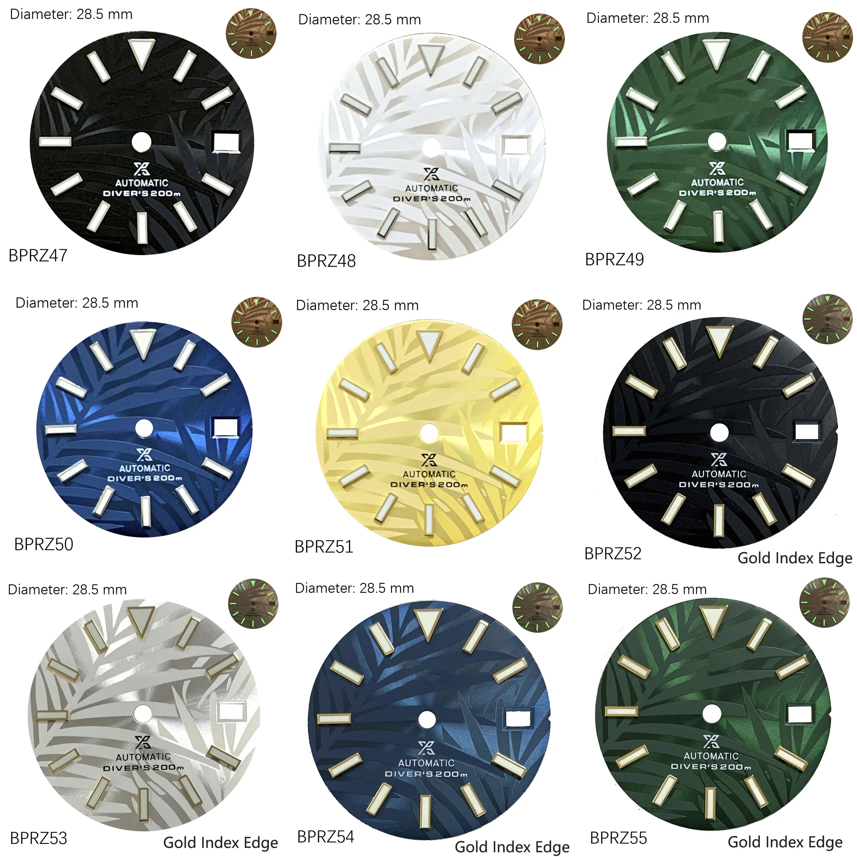 Retrofitting 28.5mm green glow NH35 bamboo leaf pattern DATE-JUST dial watch accessories Customized watch