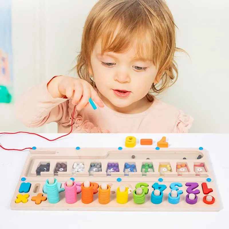 Wiskunde Bord Voor Kinderen Houten Felle Kleuren Speelgoedbord Vroege Educatie Nummers Bord Ronde Randen Educatief Speelgoed Voor Studenten Kinderen