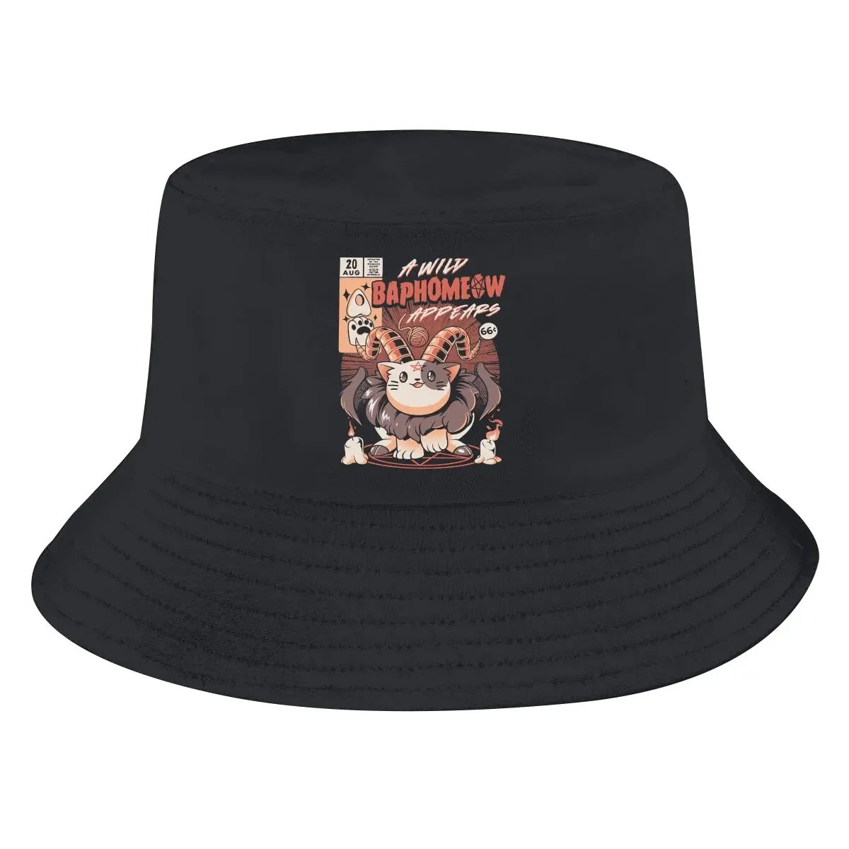 Baphomeow Unisex Bucket Hats Baphomet Satan Lucifer Hip Hop Fishing Sun Cap Fashion Style Designed