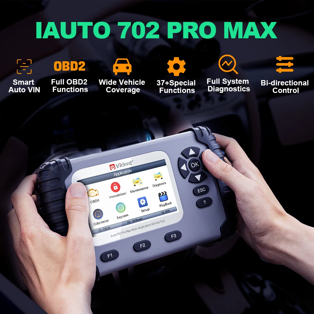 VIDENT iAuto702 Pro MAX Car Diagnostic Tools Active Test  ALL Systems  Automotive  Diagnosis 37 special features free updates