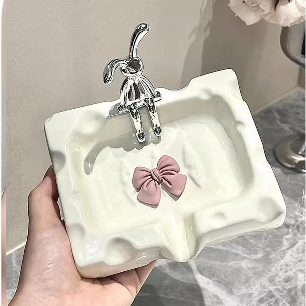 Soap Dish Soap Box Ceramic Soap Holder Cheese Soap Container Rabbit Soap Stand