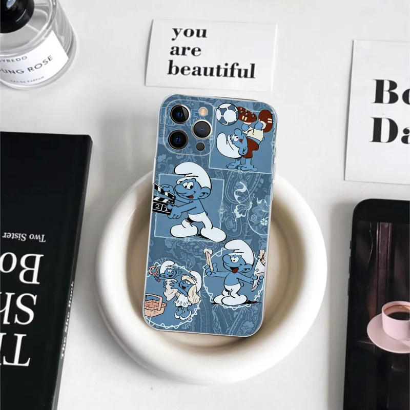 cartoon The S-Smurfs Anime Movie Phone Case For iPhone 15 14 11 12 13 Mini Pro XS Max Cover 6 7 8 Plus X XR SE 2020 Funda Shell