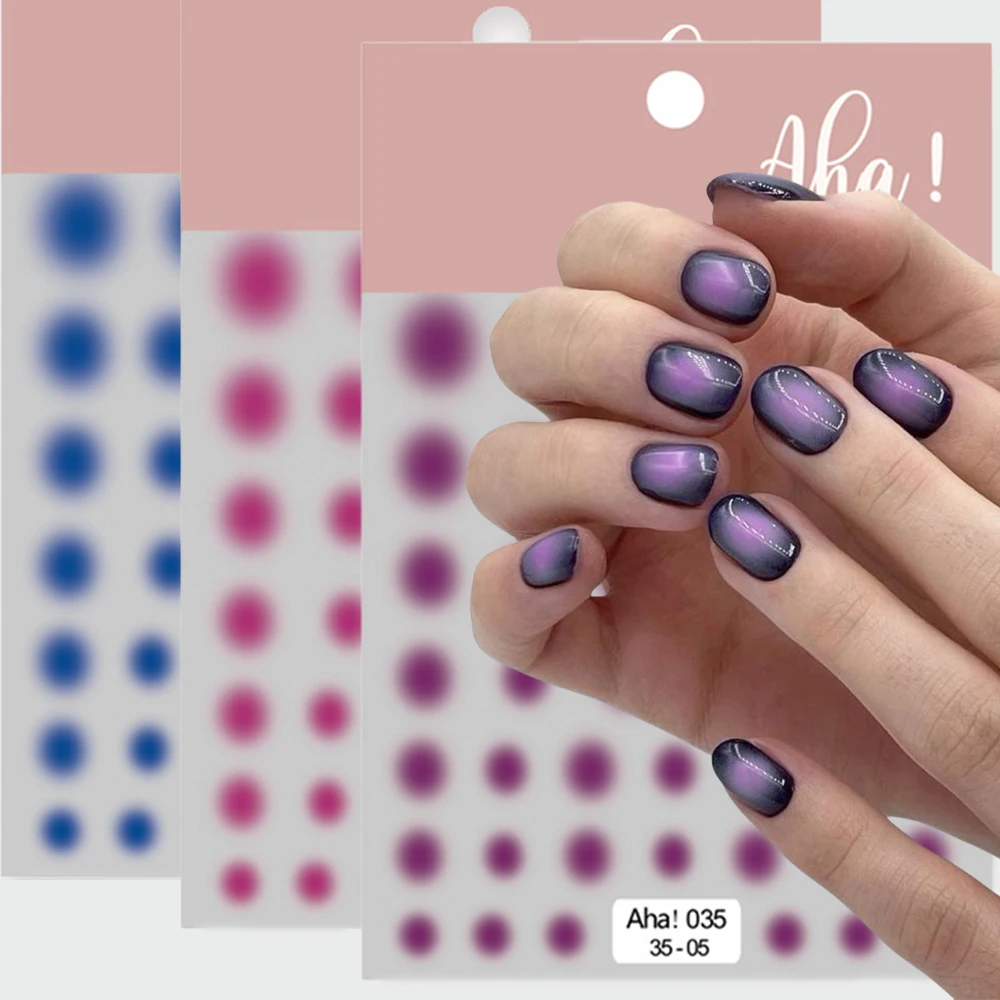 Auto-adesivos para nail art, 1 parte, rosa, ombre, redondo, gradiente, translúcido, blush, decoração, azul