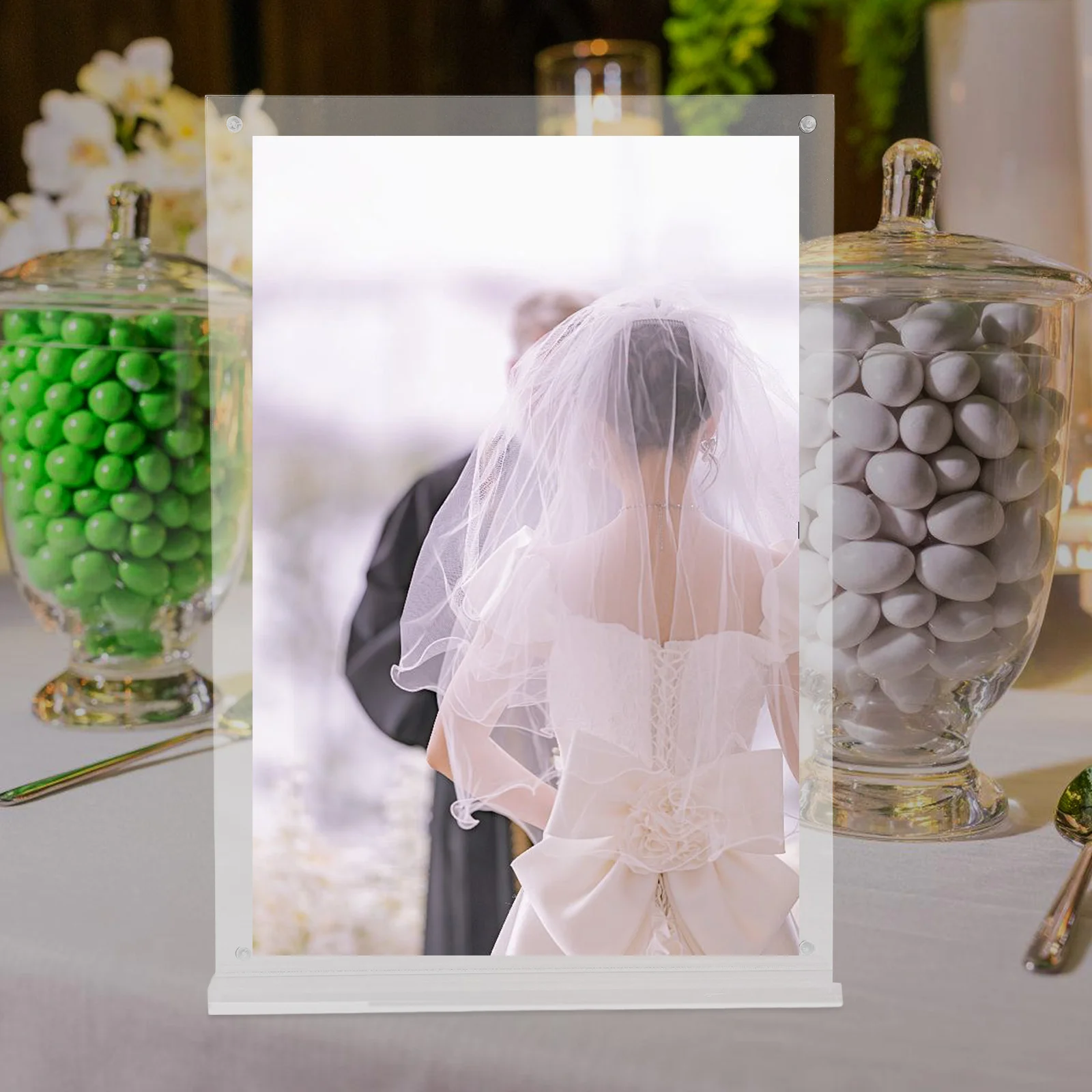 

Acrylic Sign Holder Desktop Menu Display Rack Sturdy Clear Stand for Restaurants Weddings Cafes Tabletop Sign Display Holder