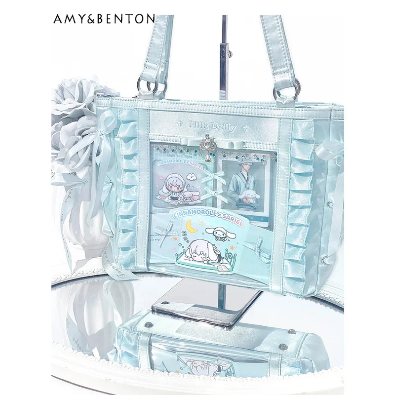 

25COSMine Series Mass-produced Sweet Itabags Shoulder Bag Solid Color Versatile Large-capacity Zipper Square Bag Japanese Handba