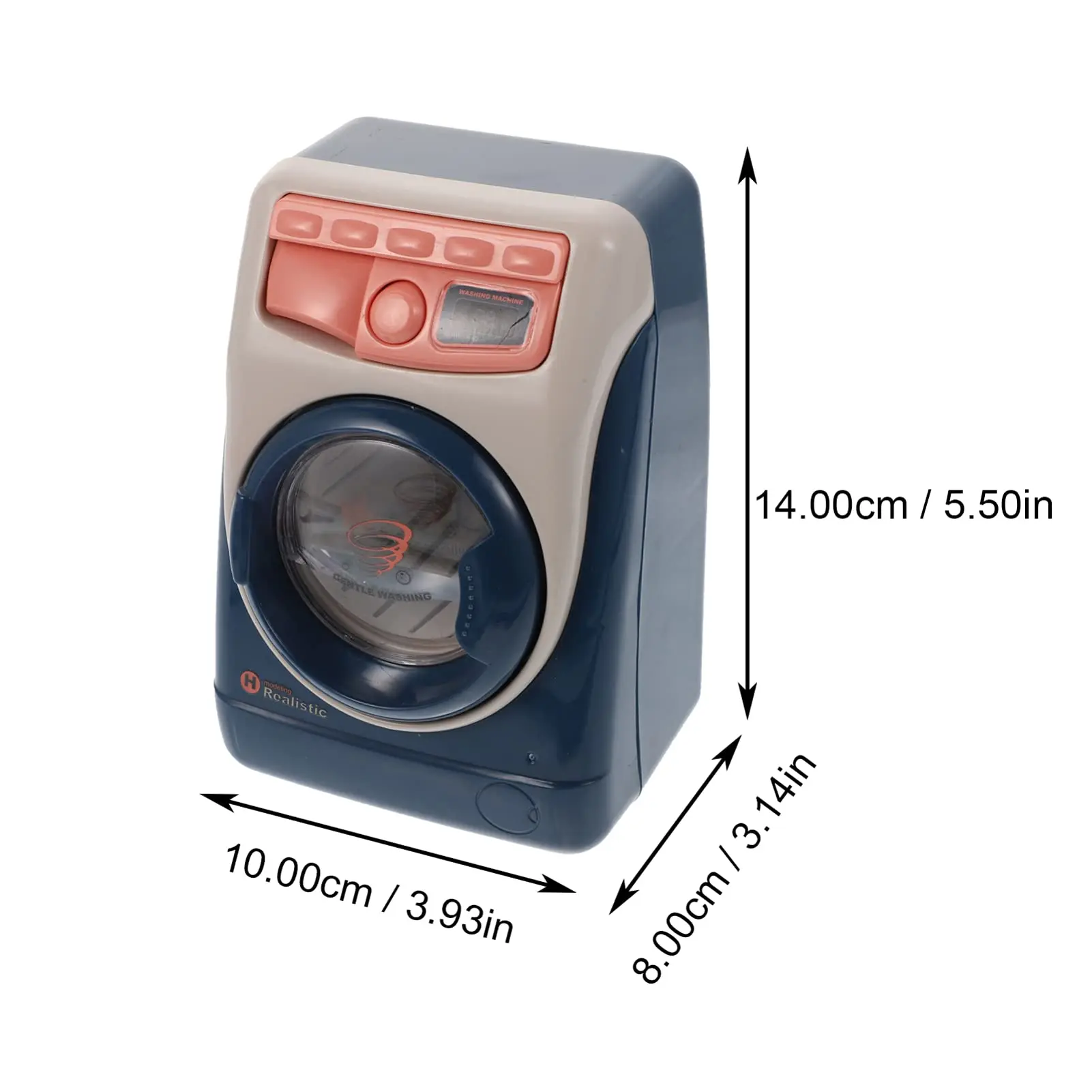 Mini brinquedo de máquina de lavar roupa infantil com tambor giratório, adição de água, música e luz – fingir jogar presente educacional de aparelho de casa de bonecas