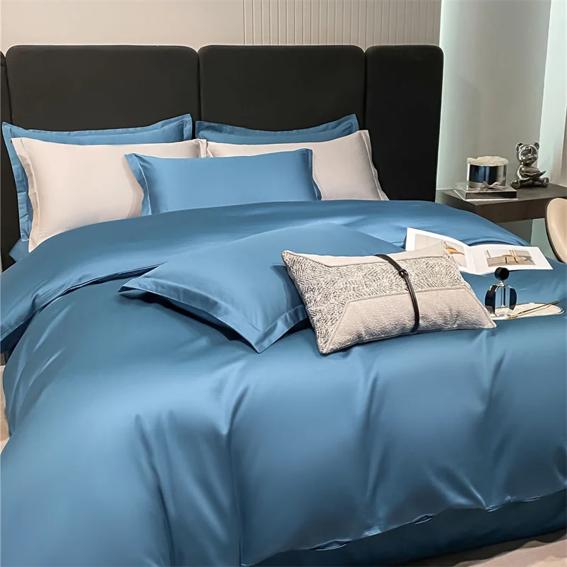 60SLong-Staple Cotton Quilt Cover Solid Color Duvet Cover And Pillowcases Single Double Queen Size High Quality Bedding Cover