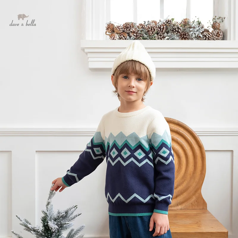 

Dave Bella 2023 New Winter Boys Children Tops Knitted Sweater Pullover Fashion Casual Cool Pure Cotton Undershirt DK4236644