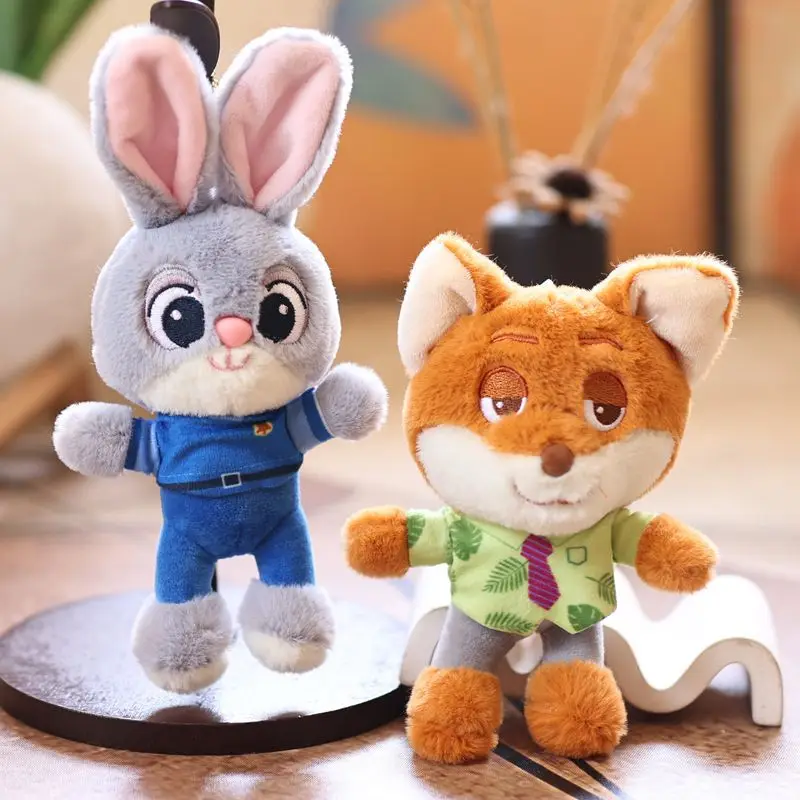 Porte-clés poupée en peluche Judy Nick Zootopia 15cm, petit sac à dos léopard shérif, pendentif de sac, tentures, cadeaux de noël et d'anniversaire pour enfants