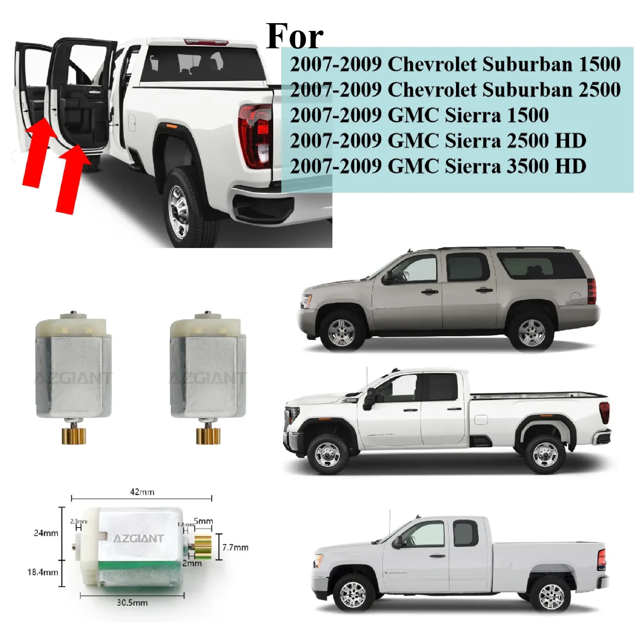 

Door Lock Motor for Chevrolet Suburban 1500 2500 GMC Sierra 1500 2500HD 3500 HD Actuator Power Front LR 931-303 931-304