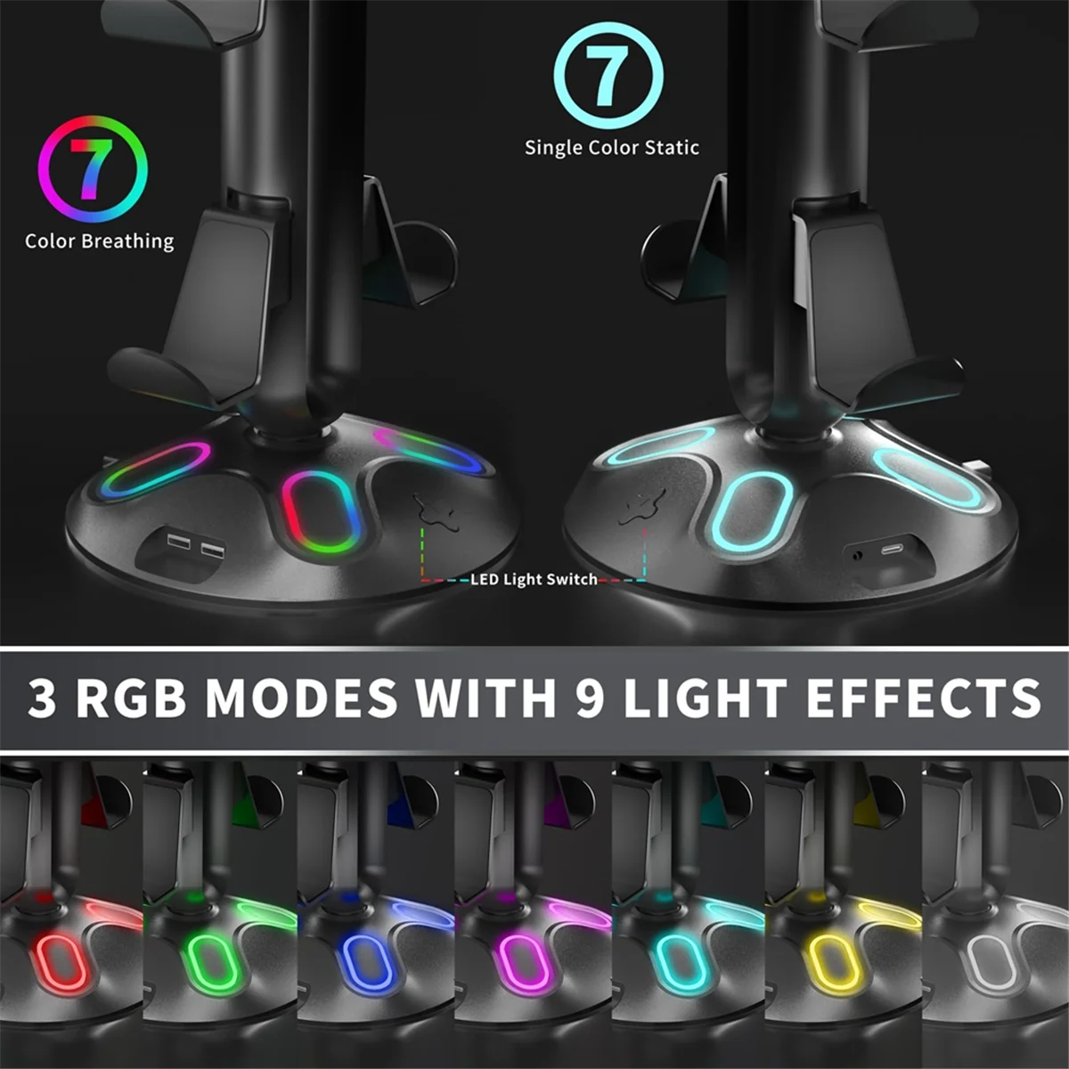 Gaming Rgb Hoofdtelefoonstandaard, Controllerhouder-Headsetstandaard