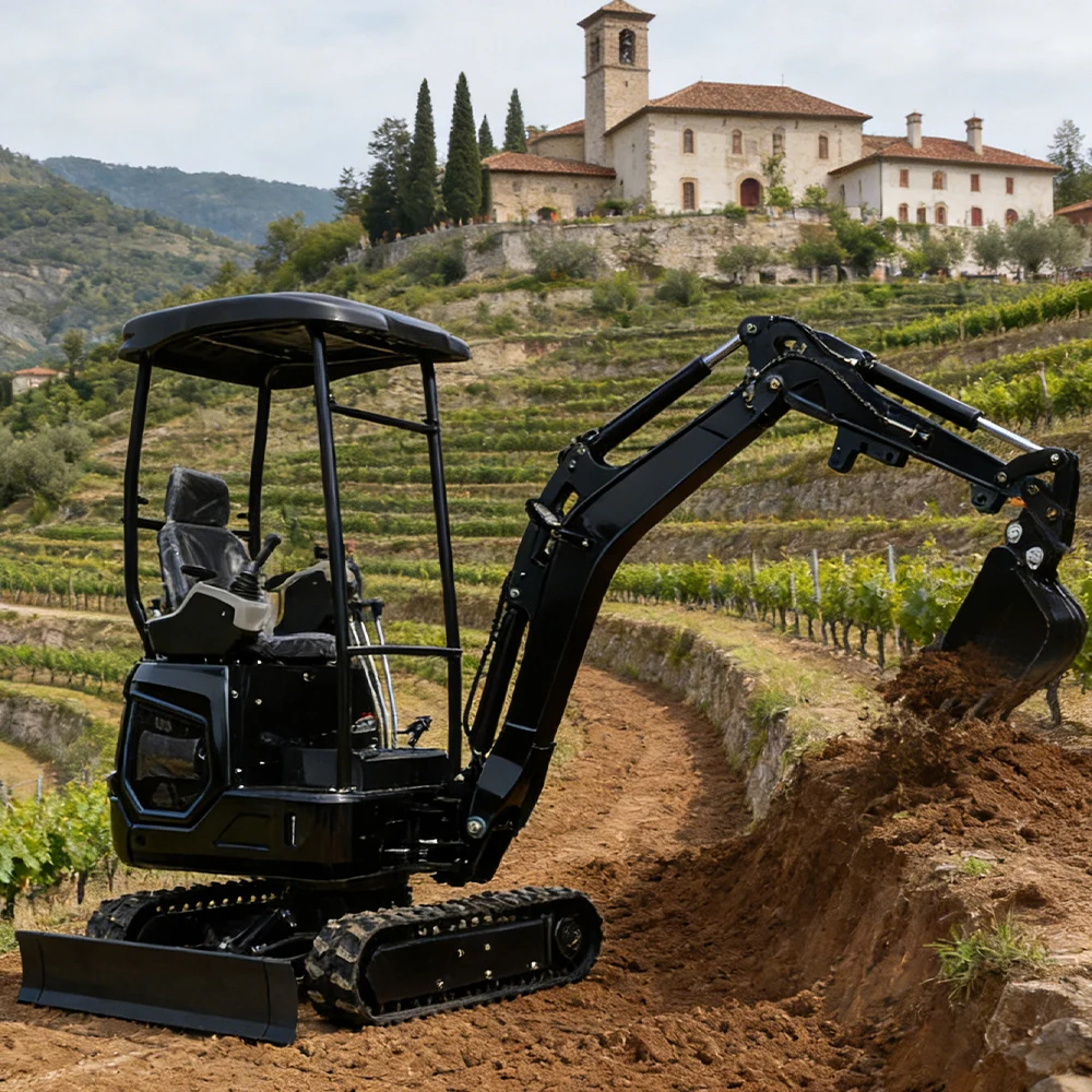 

Nicosail 1.8Ton Mini Excavator for Farm Garden Mulch Bed Digging Field Leveling Planting Hole Drilling Easy Operation