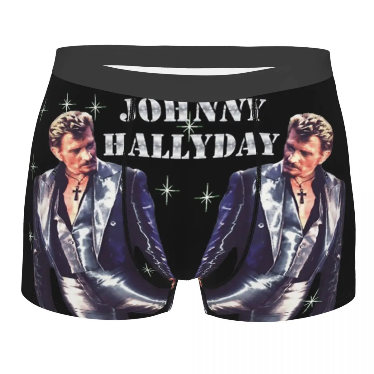 

Johnny Hallyday Rock Music French Singer Men Underwear Boxer Shorts Panties Funny Soft Underpants for Homme