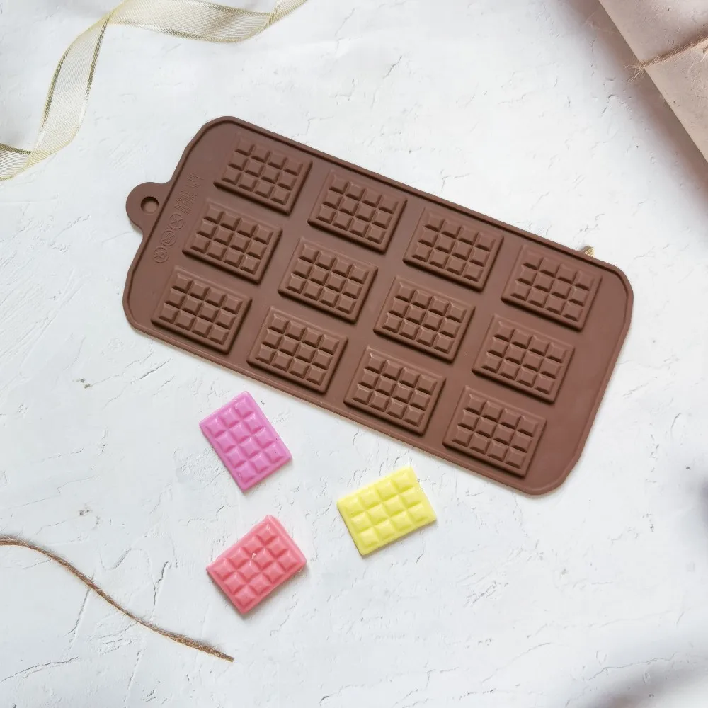 12 Holes Chocolate Mold Silicone Mold Fondant Waffles Molds DIY Candy Bar Mould Cake Decoration Tools Kitchen Baking Accessories