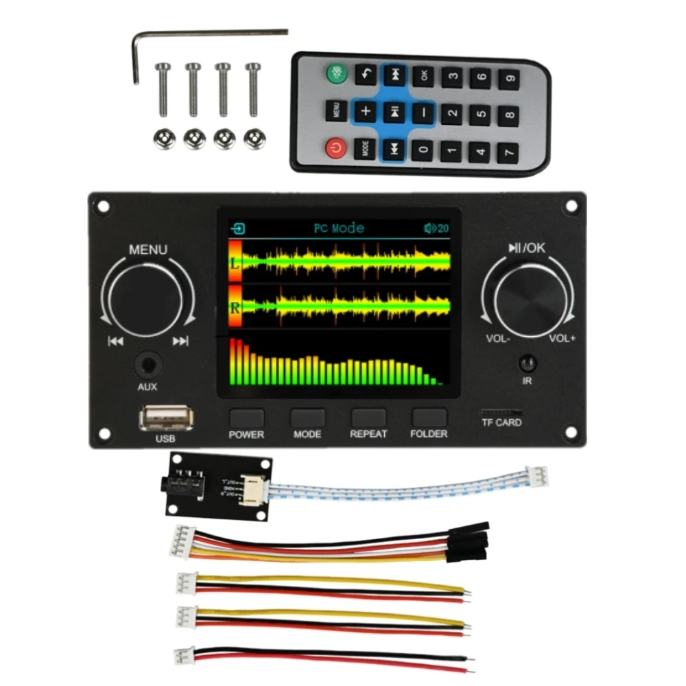2.8 Inch TFT Color LCD Lossless MP3 Decoder Board Bluetooth 5.3 Stereo Audio FLAC WAV APE Decoding USB TF For Car Amplifier