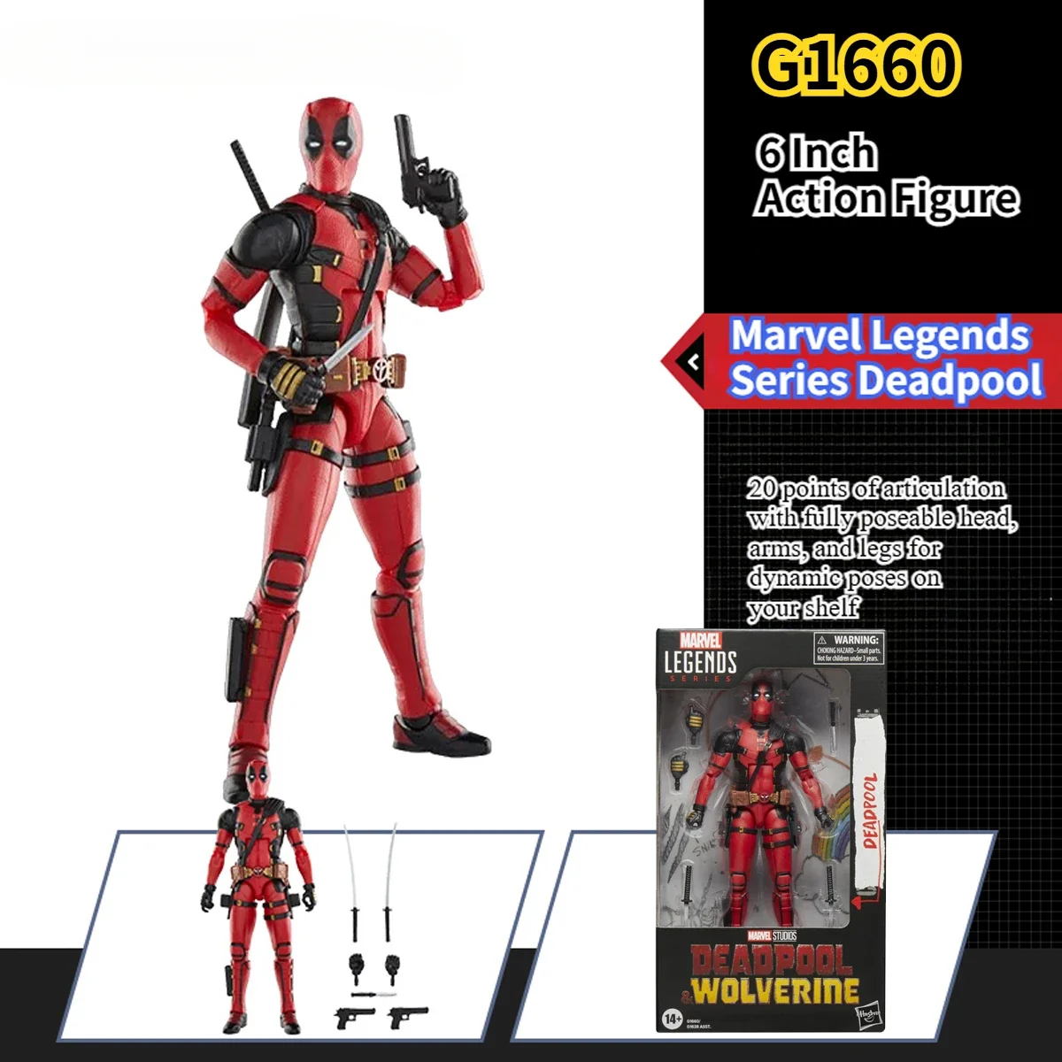 

Hasbro Marvel Legends Series Deadpool, Deadpool & Wolverine Collectible 6 Inch Action Figure Toy for Birthday Xmas Gift G1660