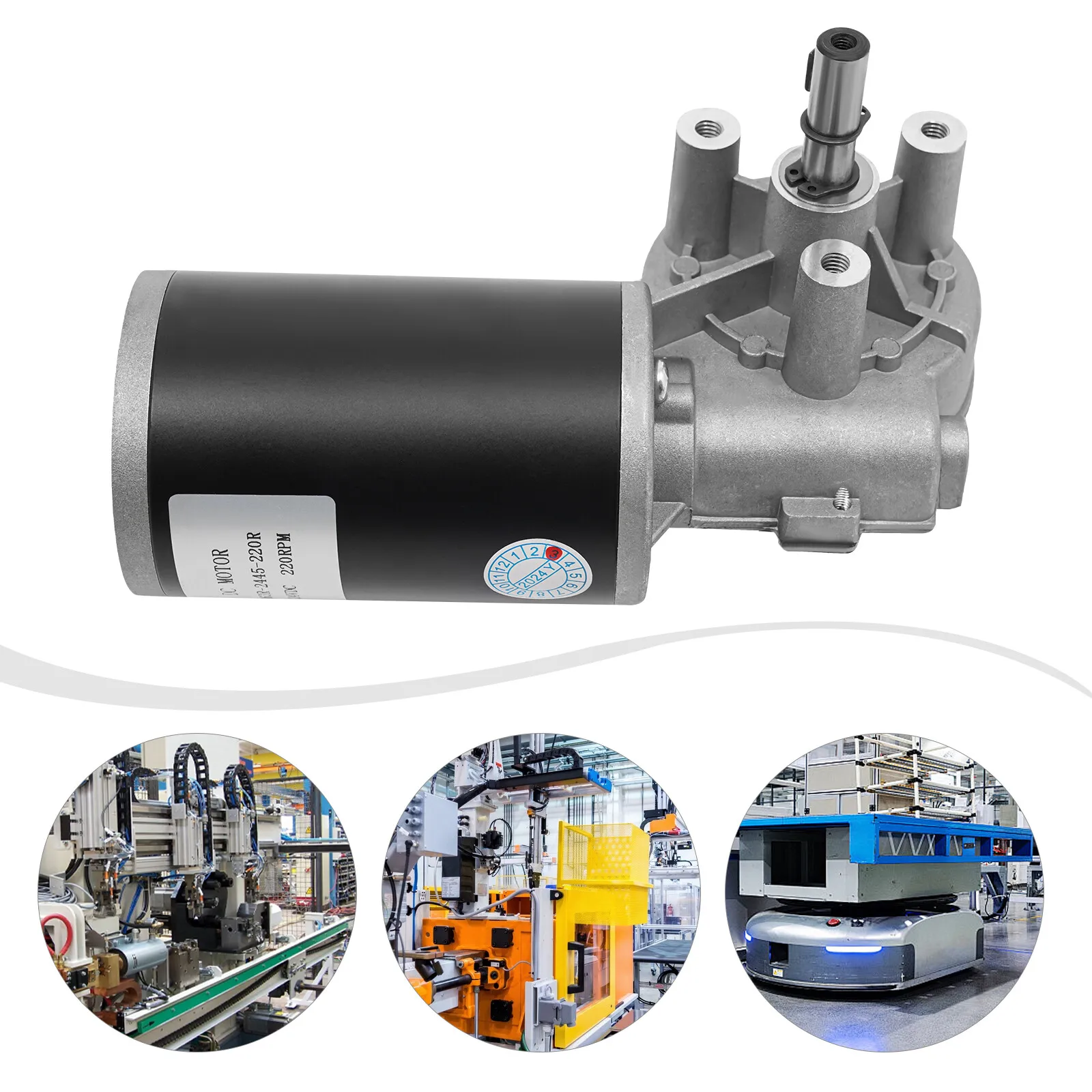 

24V High-Torque Gear Motor 45W 3:60 Reduction Ratio Electric Worm Gear Motor Durable Industrial Motor for Packaging Printing