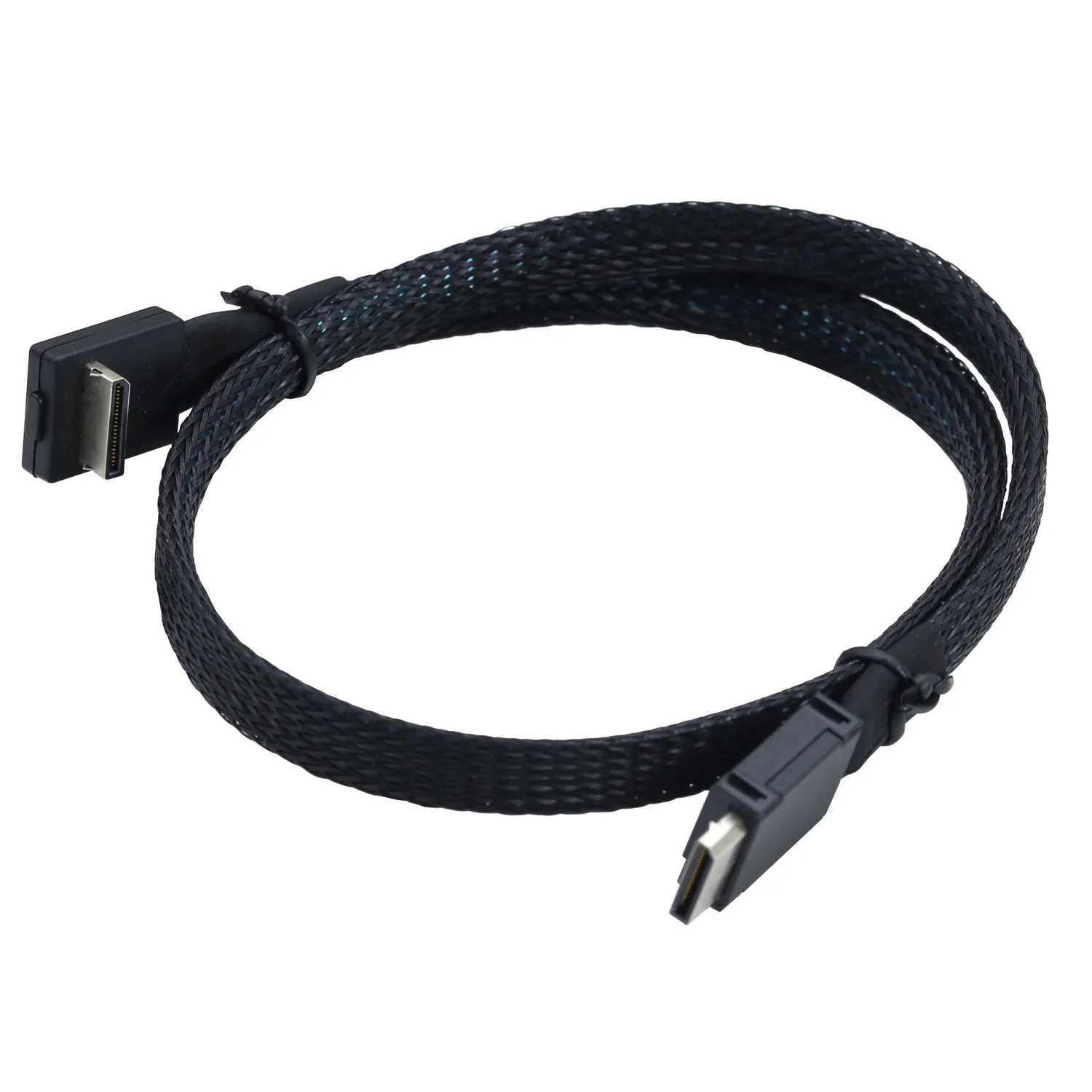 JavicTech PCIe 4.0 OcuLink PCI-Express SFF-8611 4i to SFF-8611 Data Active Cable Down Angled 90 Degree for eGPU SSD