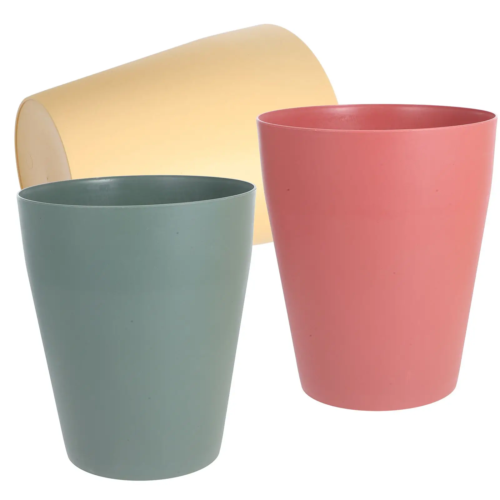 

3 Pcs Trash Can Open Top Bedroom Office Home Garbage Bucket Large Capacity PP Waste Paper Bin Round Plastic Household Storage