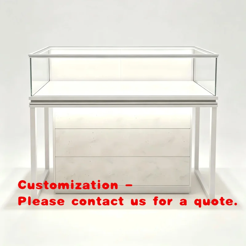 custom.MOOKOO Atelier Lumina LED-Lit Heavy Duty High Quality Marble-Accent Glass Back Etagere Shelf Jewelry Display Cabinet