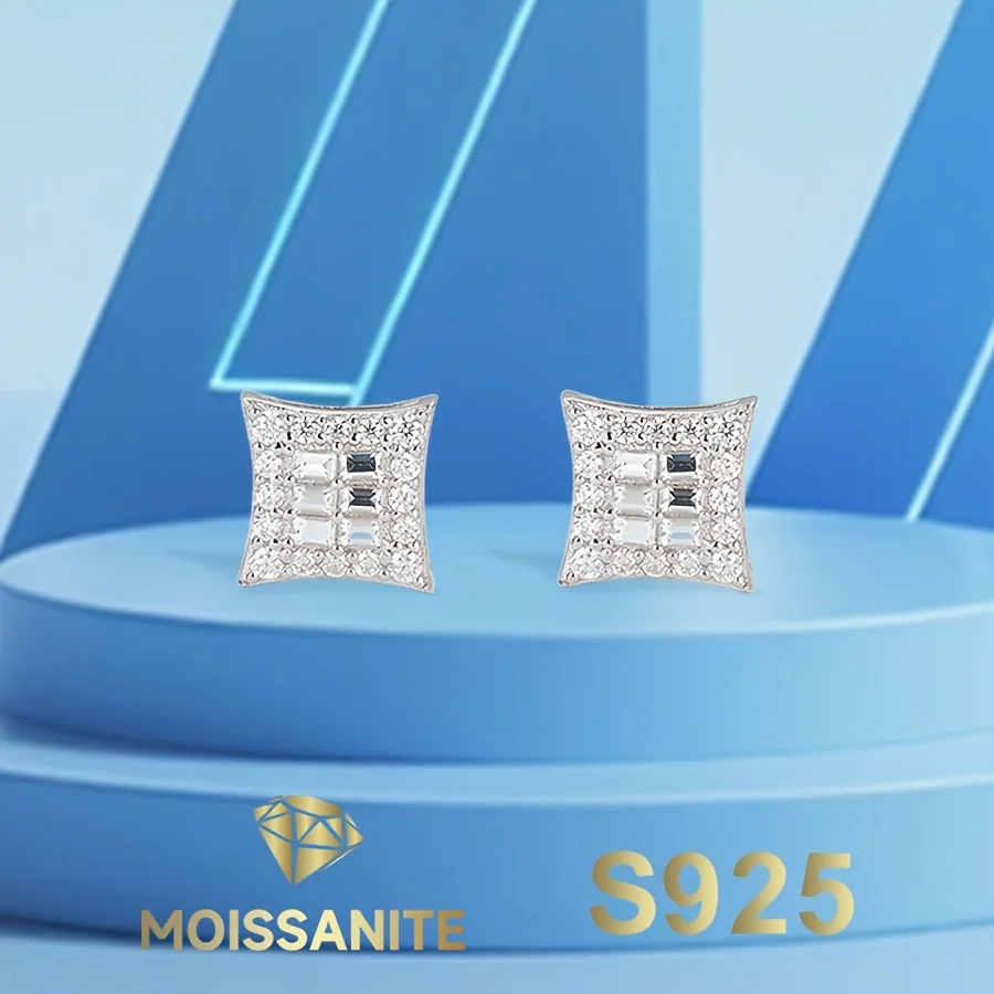 

Square Moissanite Earrings 925 Sterling Silver Stud Earring for Wedding Woman Earring with Gra Certificate