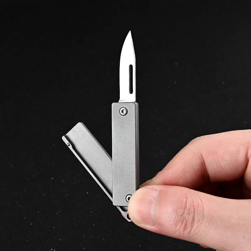 Titanium Alloy MINI Gear Folding Knife D2 Blade Multifunctional Outdoor EDC Self-defens Tool Outdoor Portable Utility Keychain