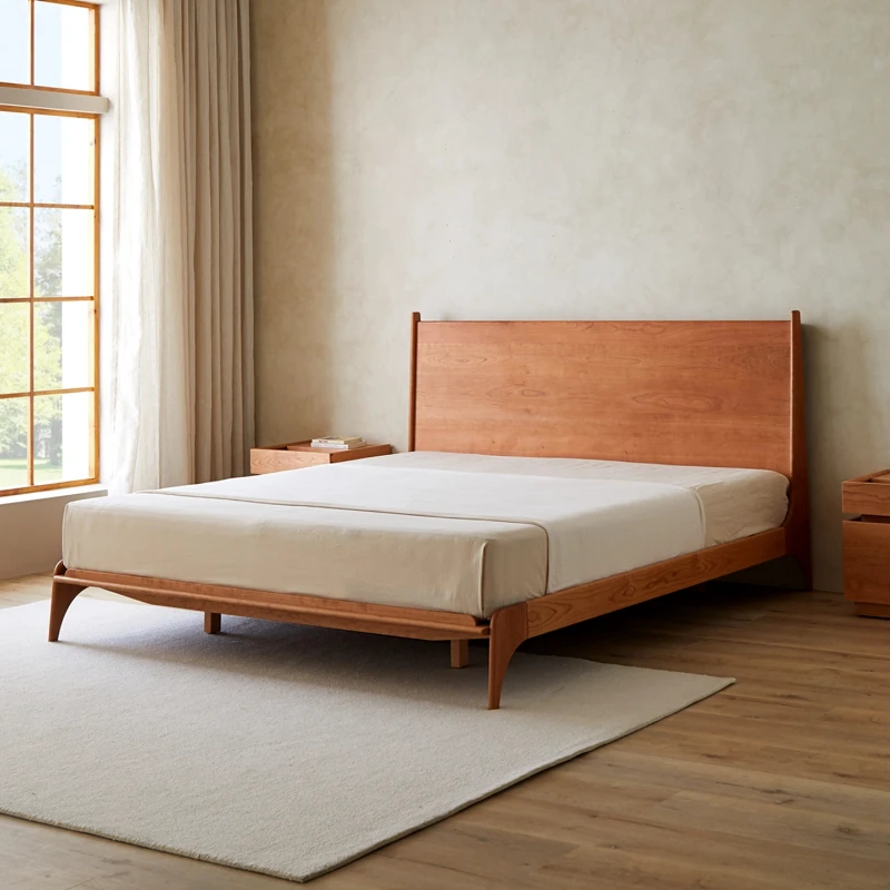 CX solid wood bed cherry wood Nordic Japanese style furniture log master bedroom double bed