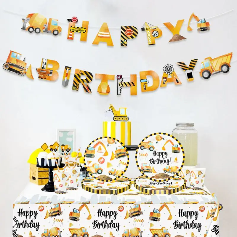 Construction Birthday Cake Topper Decor Crane Tractor Car Party Construction Party Gift Boy 1st Birthday Baby Shower Cake Baking