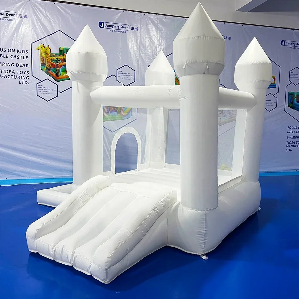 Pretty mini white wedding indoor outdoor white inflatable castle bounce house jumping trampoline Hot sales