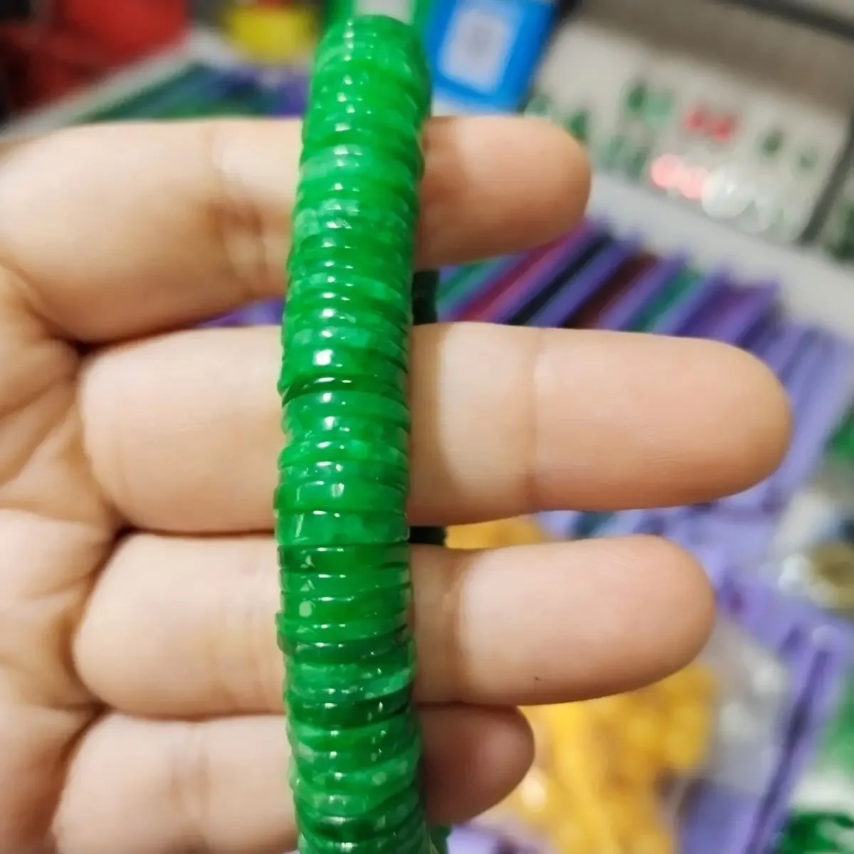 Natural Myanmar Jadeite Green Burmese Jade Spacer Bracelet Men Women Healing Jewelry Genuine Grade A Burma Jade Bangles
