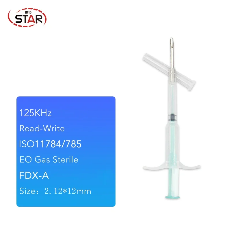 100pcs ISO11784/85134.2KHz FDX-B implants Anima100pcl ID Mini RFID Microchip  Pet Dog Syringe For Animal Identification