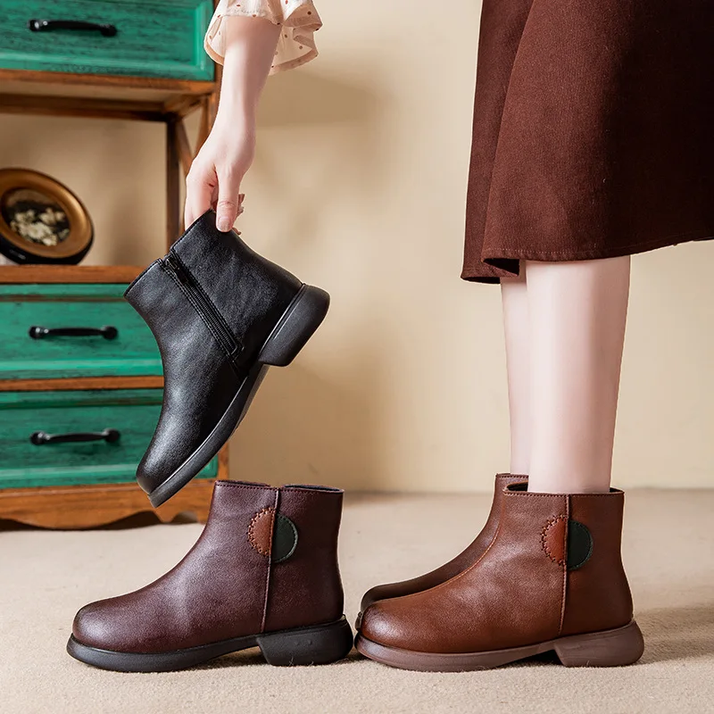 Comfortable waterproof shoes autumn spring booties ladies low heeled shoes zip up boot female ﻿ casual woman short ankle boots