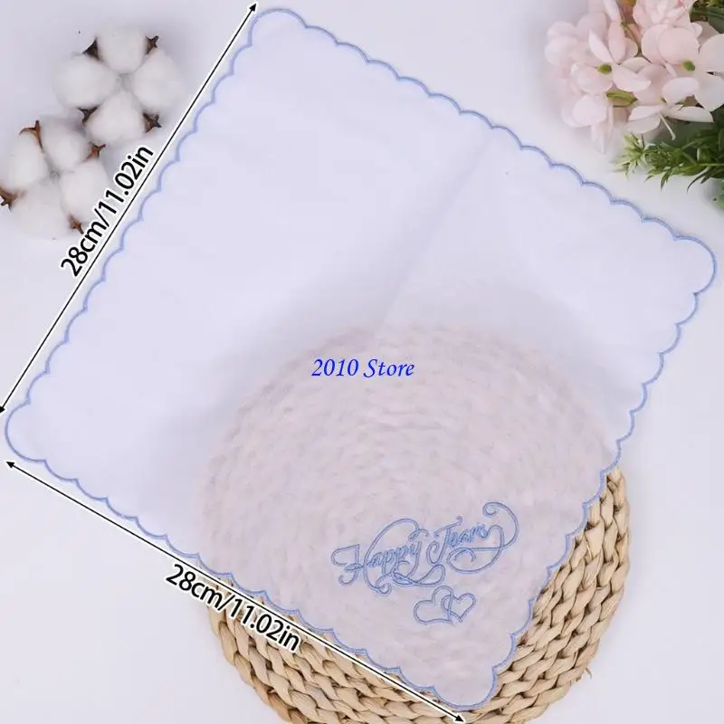 F3mf morbido ricamo bianco cotone bianco Accessorio regalo per ospiti per ospiti 28x28cm