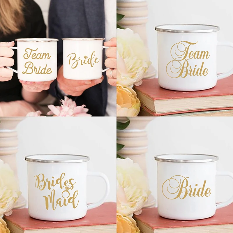 Bride Team Print Mug Creative Bridal Shower Party Coffee Mugs Wedding Bridesmaid Drink Dessert Wine Cup Maid of Honor Cups Gift