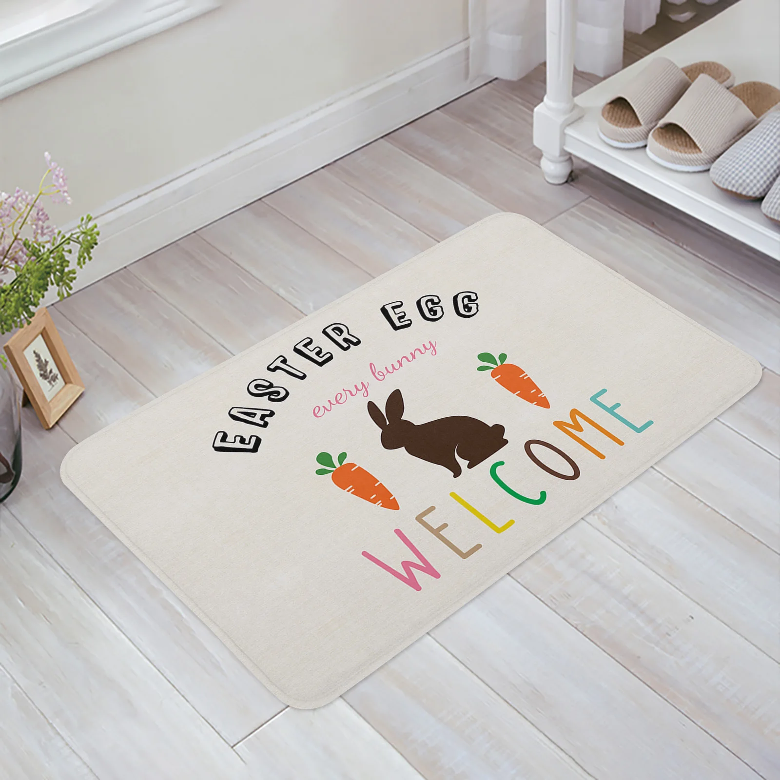 

Easter Bunny Radish Text Doormats Anti-slip Home Decor Floor Carpet Doormat for Bathroom Kitchen Entrance Rugs