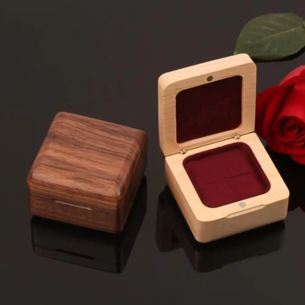 

Small Black Walnut Ring Box Solid Wood Exquisite Mini Jewelry Box Vintage Ring Storage Ring Gift Case Earrings Display