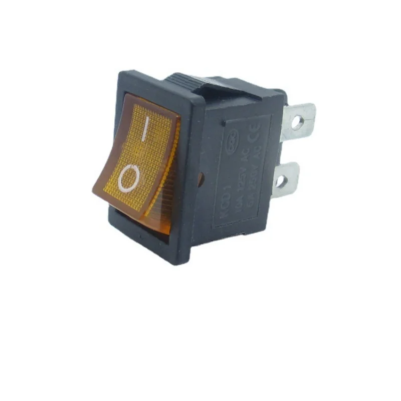 Widely Using 15*21mm yellow PA66 ON-OFF Short Double Row 4PIN Mini Rectangle Rocker Switch 250V kcd1 with Light