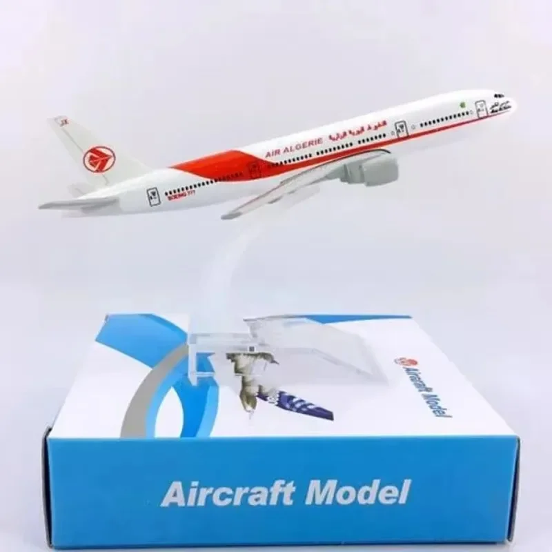 16 cm Air Algeria Plane Model, Algeria Airline 1:400 Scale 777 Aircraft Model with Base Alloy Plane For Collectible Gift Decor