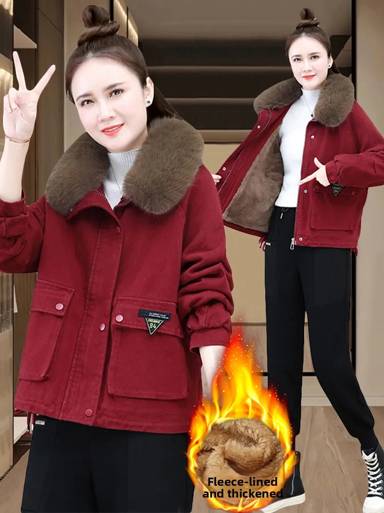 Thiened Fce Dames Parka Ort Jas Jas Met Bontkraag Katoenen Kleding Herfst Winter Nieuwe Sle Pendelen Sle Loose Fit