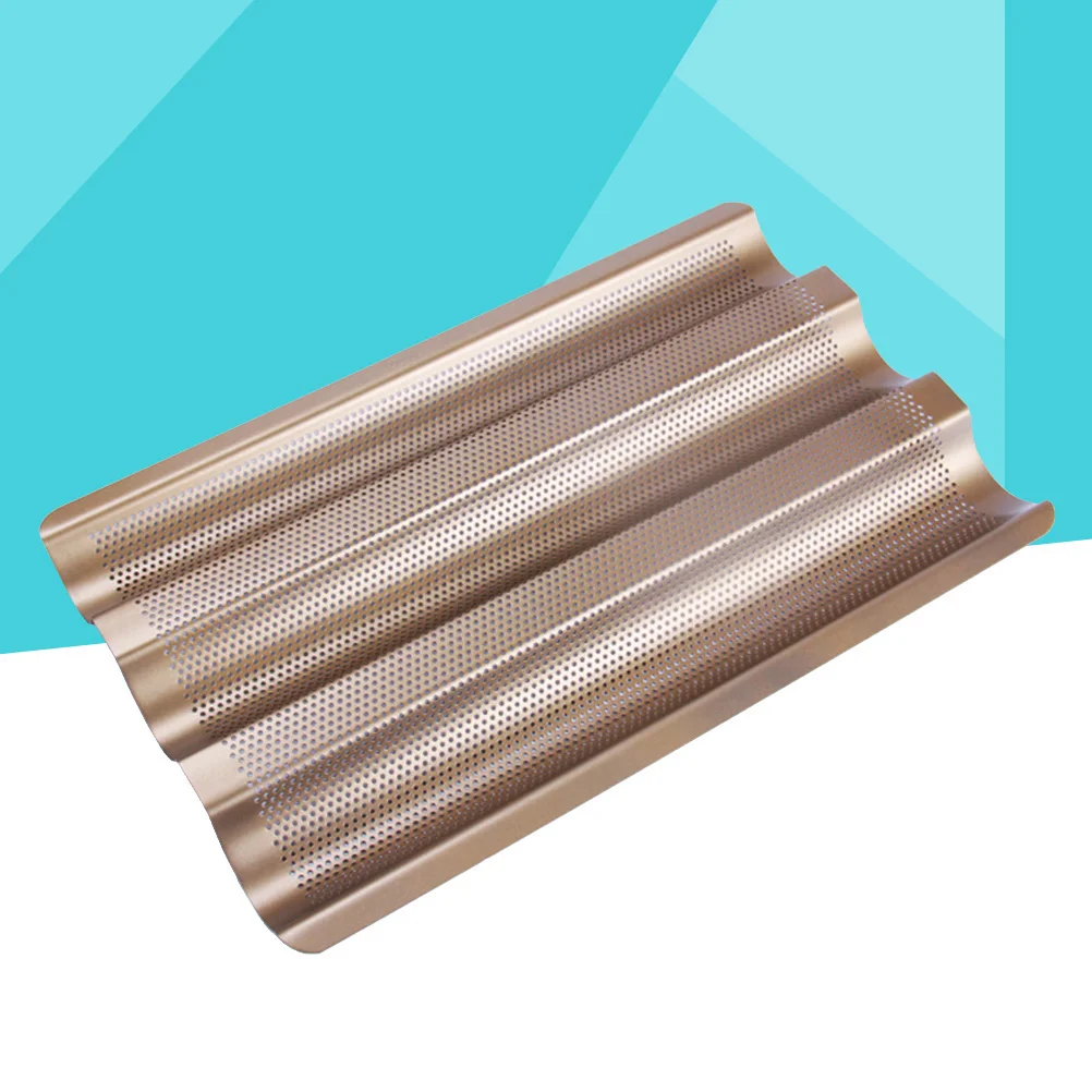 

1pc French Bread Baking Tray Frame Rack Nonstick Loaf Baking Mold Pans for Baking (Golden, Small Size)