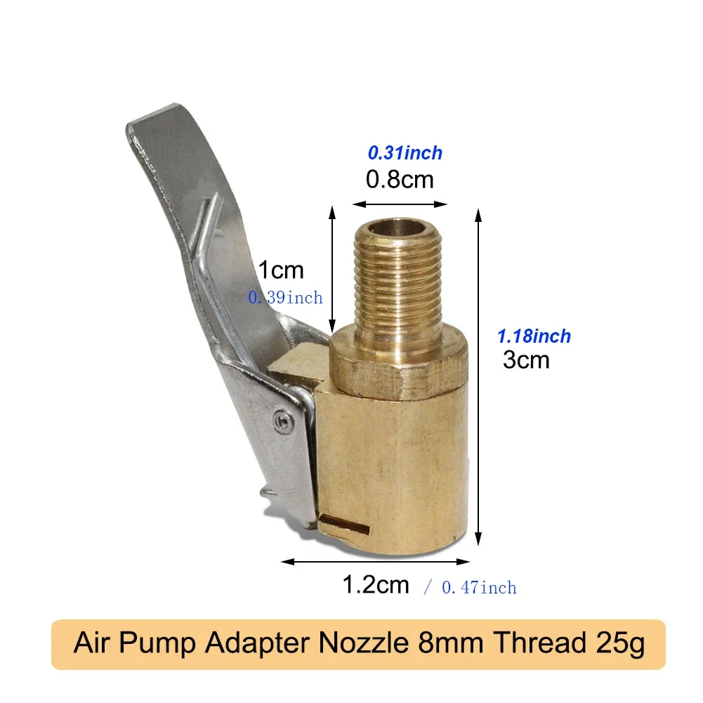 1PC Quick Inflation Nozzle Inflation Chuck 8x7.8cm Inner Diameter 8/6mm Copper Material Suitable for Car Tire Valve Accessories