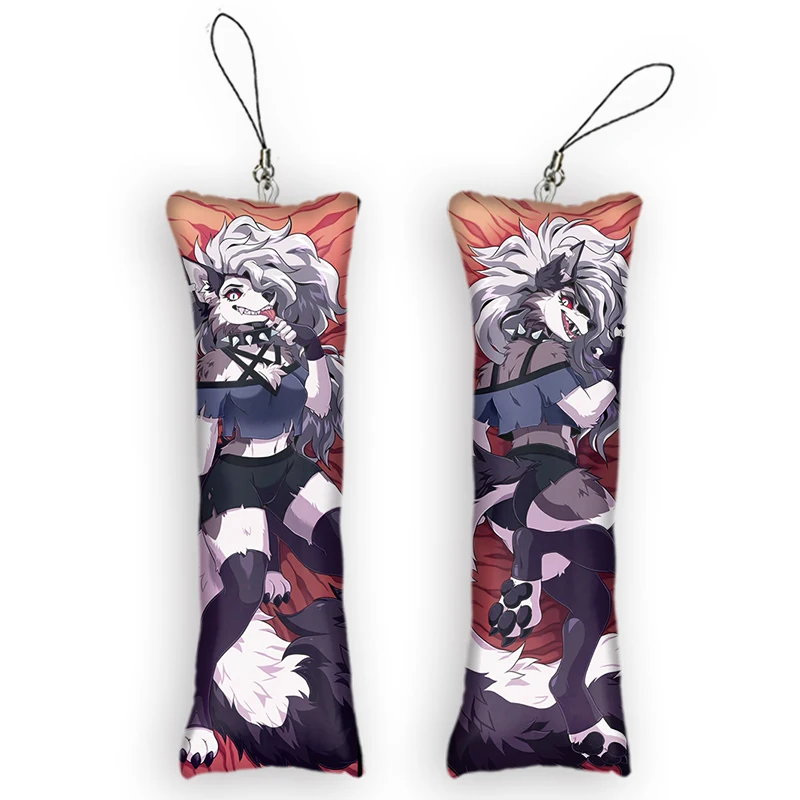 Cute Small Pillow Pendant Loona (Helluva Boss) Mini Dakimakura Keychain Furry Double-Sided Print Hanging Ornament Backpack Decor