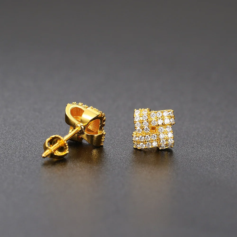 Gold Color Stud Earrings for Women Simple Geometry Zircon Crystal Earings Punk Fashion Jewelry Streetwear Ear Accessories OHE128