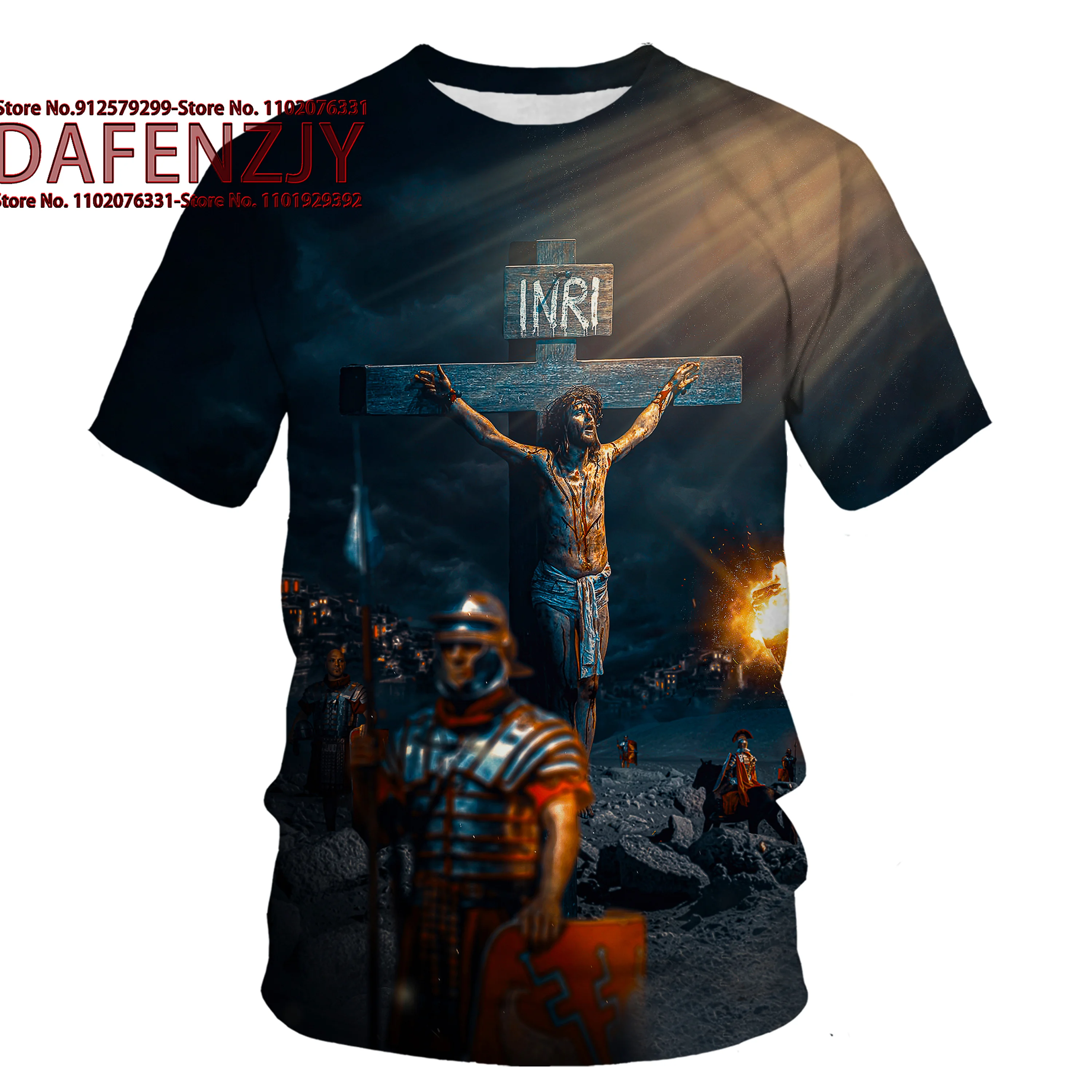 

Christian Cross T Shirts Streetwear Fashion Religion Jesus 3D Printed shirt Casual Vintage Short Sleeve Tee Shirt