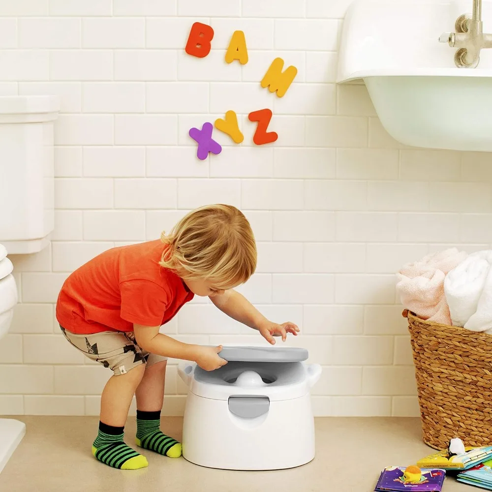 3-in-1 Potty Training Seat with Step Stool, Removable Bowl for Easy Cleaning, Grey