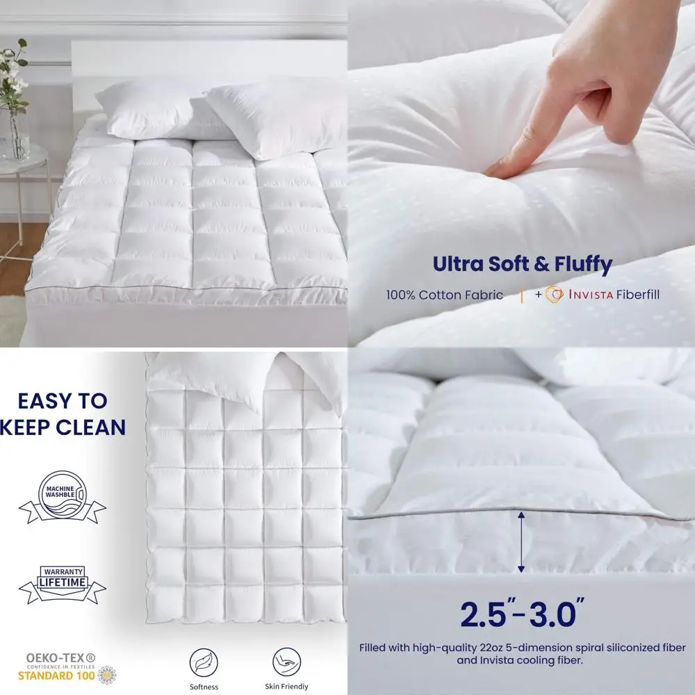 

Cotton Full-Size Mattress Pad, Washable Protector Cover, Soft Top Cooling Topper for 8-21 Inch Mattresses