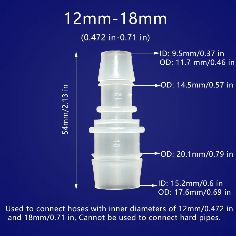 Plastic Flexible Hose Connector Barb Reducer Variable Diameter Fitting Adapter Splicer Joint Water Pipe Repair Garden Aquarium