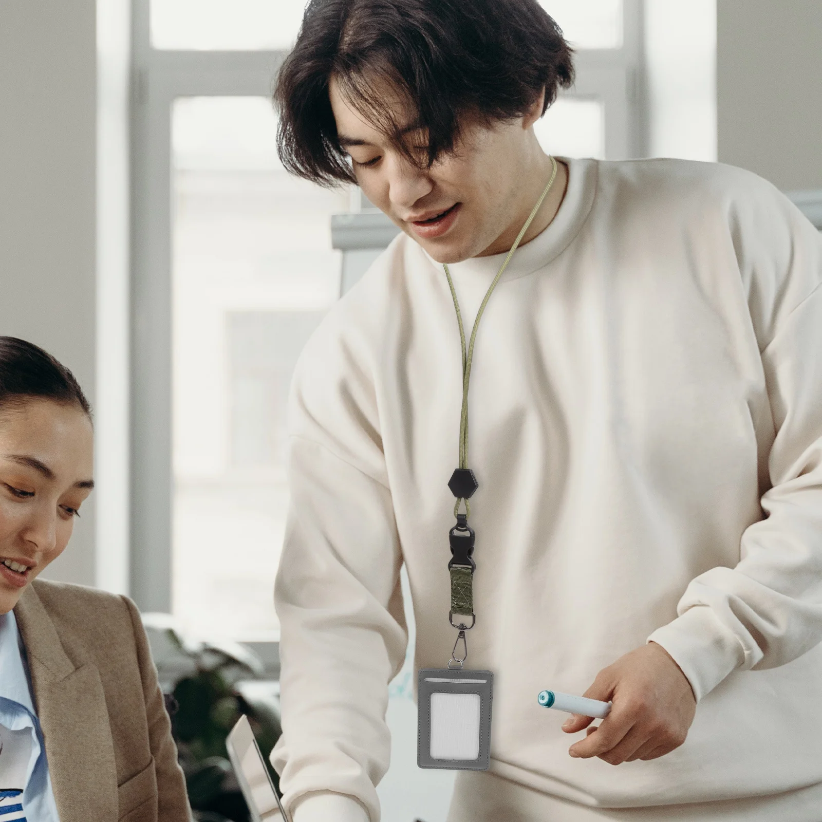 خطاف معدني المفاتيح الحبل البوليستر دائم شارة حامل قابلة لإعادة الاستخدام بطاقة الهوية حزام السلامة الانفصال الثقيلة الرقبة الحبل ل #6