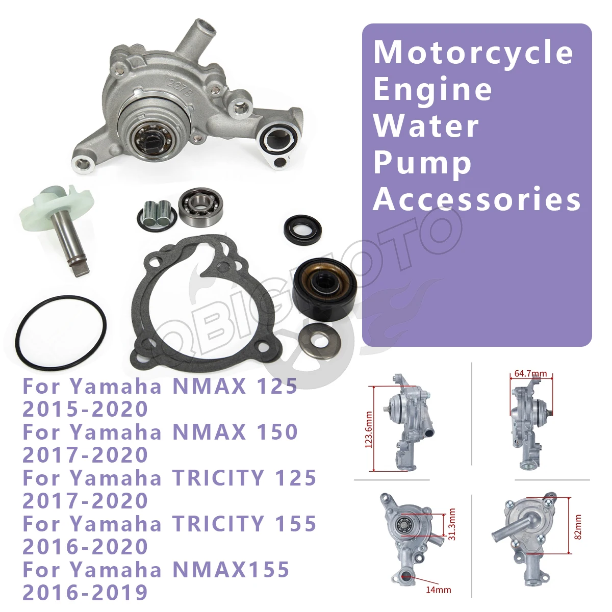 NMAX 125 2020 Motorcycle Engine Water Pump Seal Set Accessories For Yamaha 150 NMAX TRICITY 125 155 NMAX155 2017-2019 TRICITY125